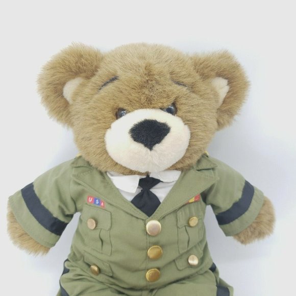 Build A Bear Bearemy Military USA Dress Uniform Stuffed Plush Animal Brown Toy - Picture 4 of 11